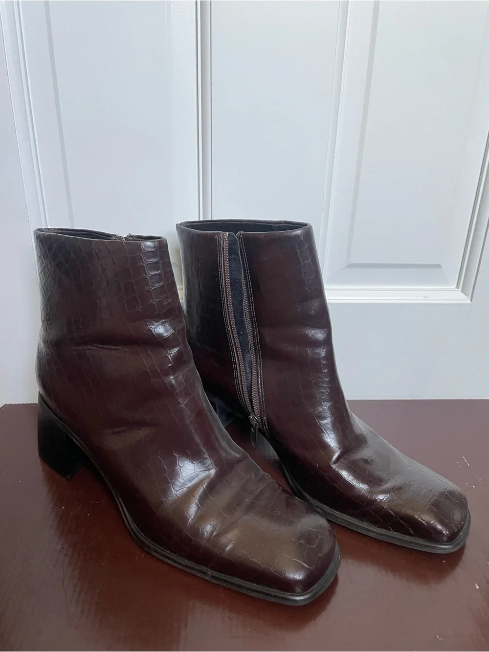 Valerie Stevens Square Toe Croc Boots
